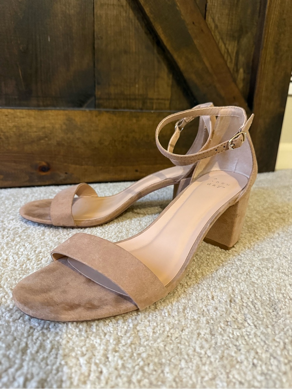 a new day nude Suede Block Heel Ankle-Strap Sandals - Picture 4 of 6